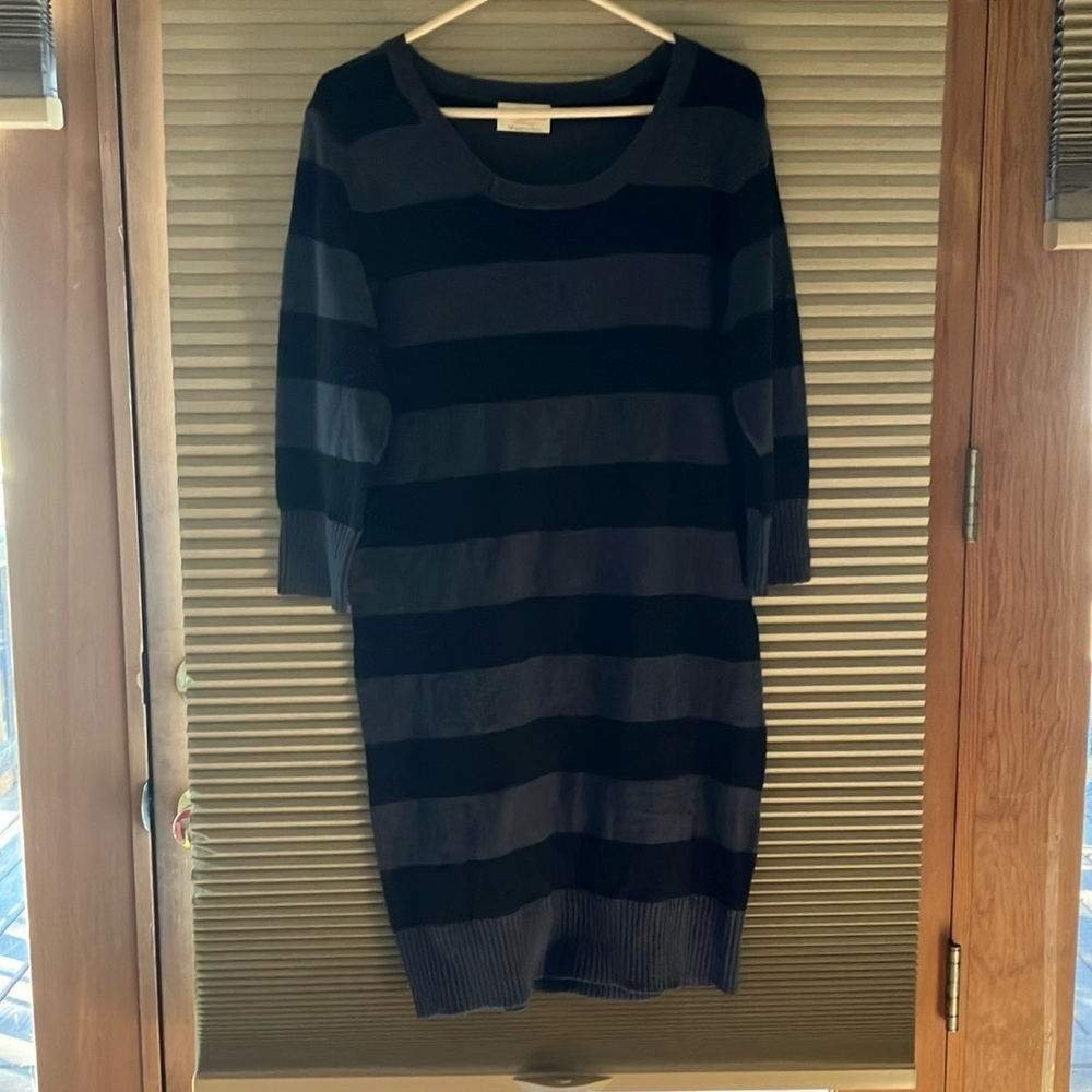 Bobbie Brooks Black & Grey Block Striped Sweater Dress..XL. Preowned